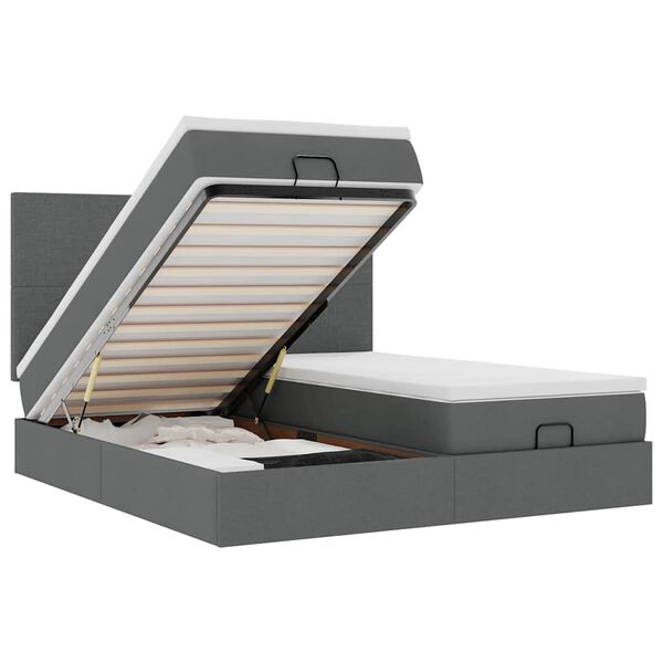 vidaXL Ottoman bed met matrassen 200x200cm stof donkergrijs