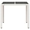 vidaXL Tuintafel met glazen blad 90x90x75 cm poly rattan wit