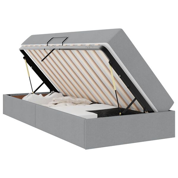 vidaXL Opbergbed met matras Lichtgrijs 100 x 200 cm Polyester