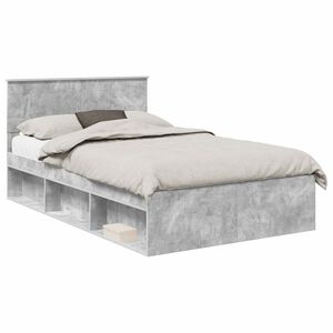 vidaXL Bedframe met hoofdeinde Beton 120 x 190 cm Bewerkt hout
