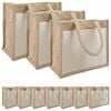 vidaXL Jute handtassen met zak 10 Natuurlijk en Wit 26 x 22 x 14 cm