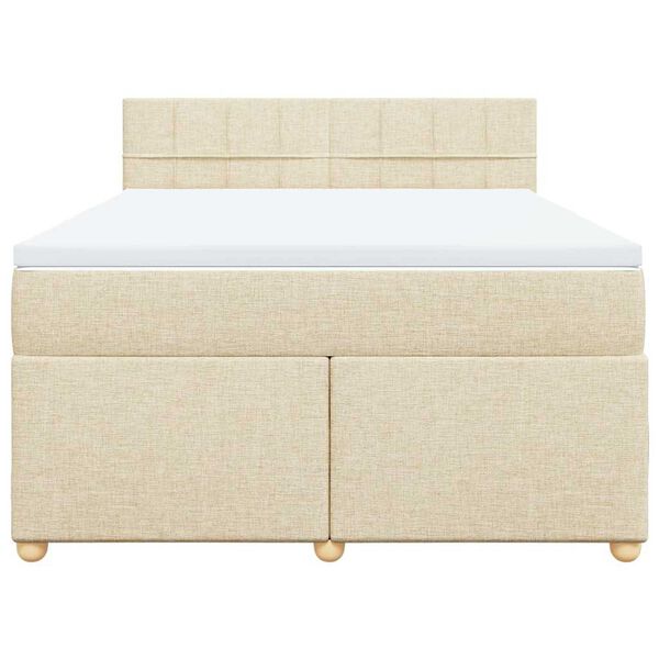 vidaXL Boxspring met matras stof cr&egrave;mekleurig 140x190 cm