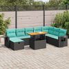 vidaXL 9-delige Loungeset met kussens poly rattan acacia zwart