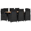 vidaXL Buiten eettafelset 9 st Zwart PE Rattan en Poeder-Coated Staal