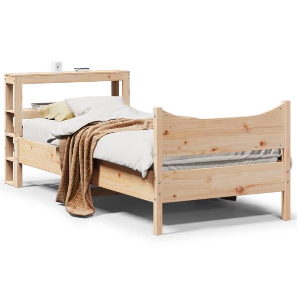 vidaXL Bedframe met hoofdbord massief grenenhout 90x200 cm