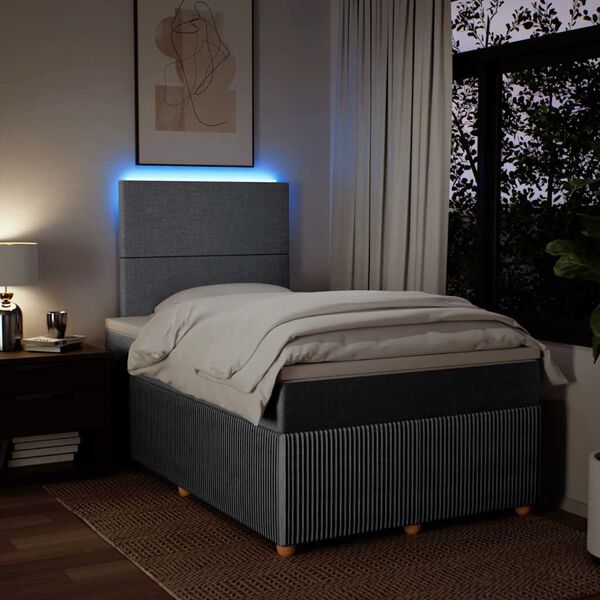 vidaXL Boxspring met matras stof lichtgrijs 120x200 cm