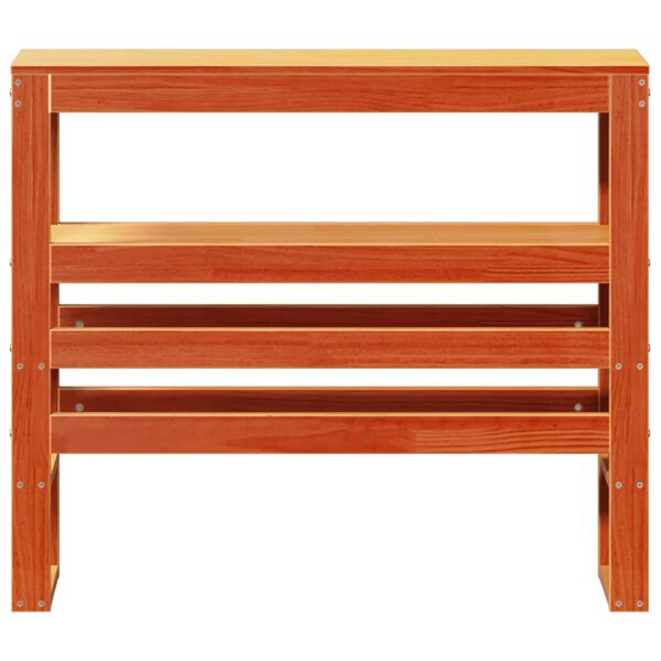 vidaXL Hoofdbord met schappen 100 cm massief grenenhout wasbruin