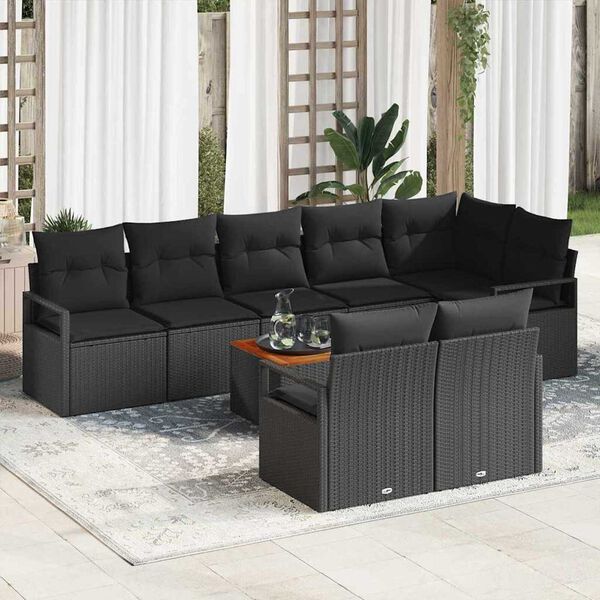 vidaXL Tuin Sofa Set 9 pcs Zwart