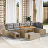 vidaXL Tuin Sofa Set met kussen 9 pcs Beige Poly riet
