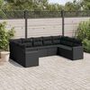 vidaXL 9-delige Loungeset met kussens poly rattan zwart