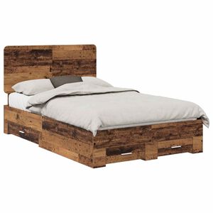vidaXL Bedframe met lade met opslag Oudhout 120 x 190 cm Bewerkt hout