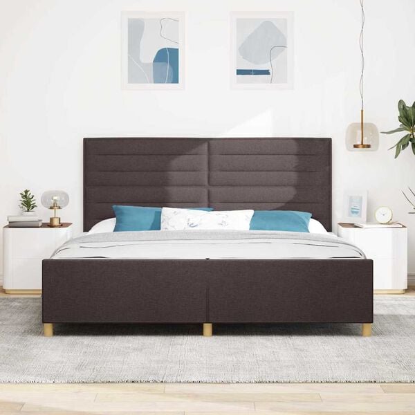 vidaXL Bedframe met hoofdeinde Donkerbruin 200 x 200 cm Stof