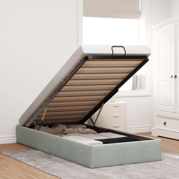 vidaXL Bedframe zonder matras 90x190 cm fluweel lichtgrijs