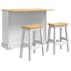 vidaXL Keuken Eiland Set 3 st Wit en Honing Was 112 x 70 x 91,5 cm