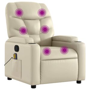 vidaXL Massagestoel verstelbaar kunstleer cr&egrave;me