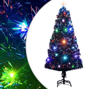 vidaXL Voorverlichte kerstboom met standaard en LED 120 cm glasvezel