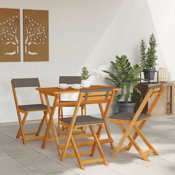 vidaXL Bistroset met kussen 5 pcs Olie naturel Massief Acaciahout