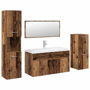 vidaXL 5-delige Badkamermeubelset bewerkt hout oud houtkleurig