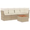 vidaXL 5-delige Loungeset met kussens poly rattan beige