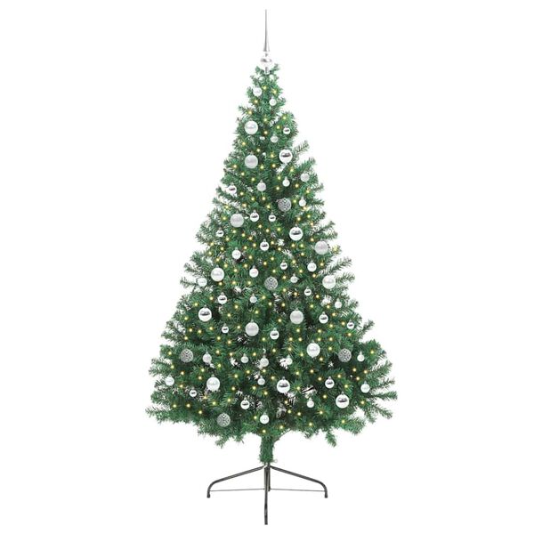 vidaXL Kunstmatig Voorverlicht Kerstboom met 300 LED Groen 210 cm PVC