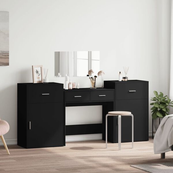 vidaXL 4-delige Kaptafelset bewerkt hout zwart