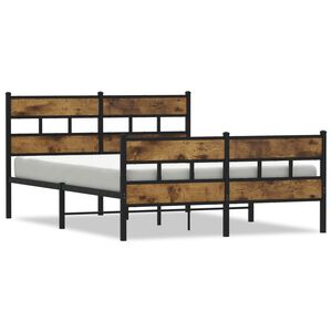 vidaXL Bedframe zonder matras metaal gerookt eikenkleurig 150x200 cm