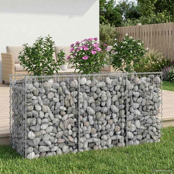 vidaXL Gabion Verhoogd Bed Zilver 150 x 50 x 80 cm