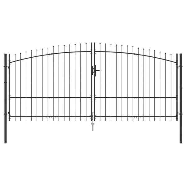vidaXL Dubbele Poort met slot Grijs 400 x 199.5 cm Staal