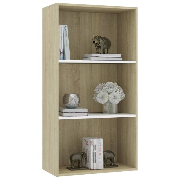 vidaXL Boekenkast 3 schappen 60x30x114 cm hout wit sonoma eikenkleur