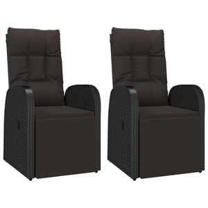 vidaXL Tuinstoelen 2 st verstelbaar met kussens poly rattan zwart