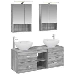 vidaXL Badkamermeubelset 5 pcs Grijs Sonoma Bewerkt hout en glas