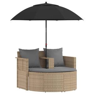 vidaXL Tuinbankstel met kussen 8 pcs Beige en Licht Grijs poly rattan