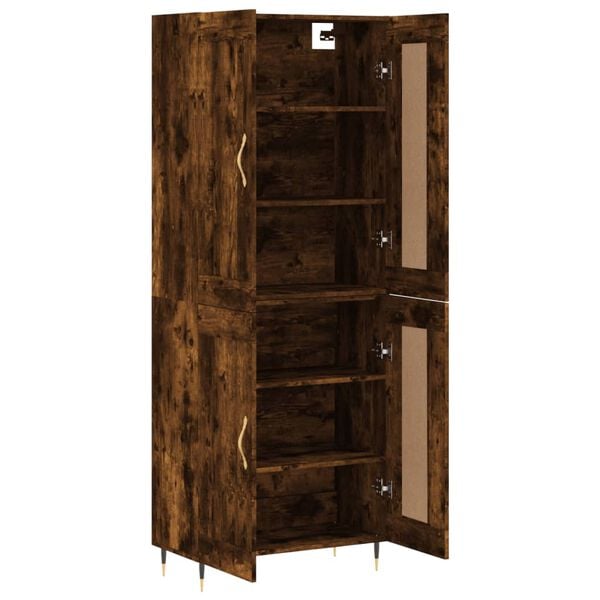 vidaXL Hoge kast 69,5x34x180 cm bewerkt hout gerookt eikenkleurig
