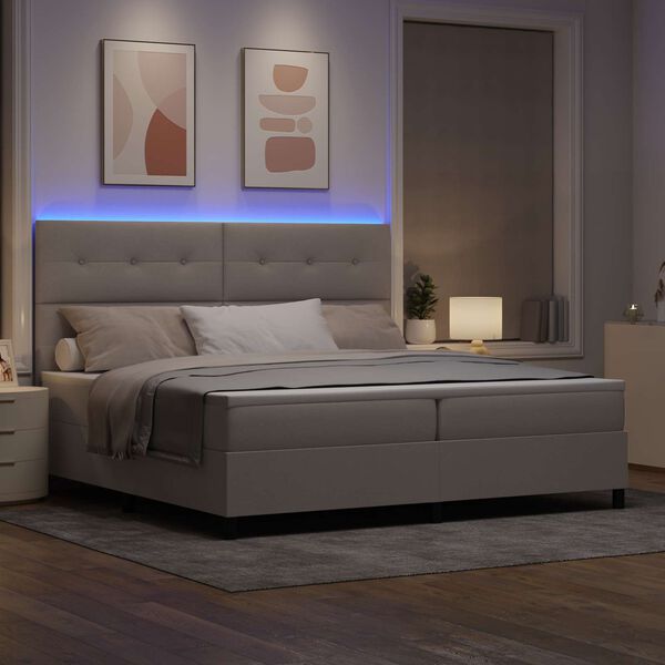vidaXL Boxspring bed met matras met LED Taupe 200 x 200 cm Stof