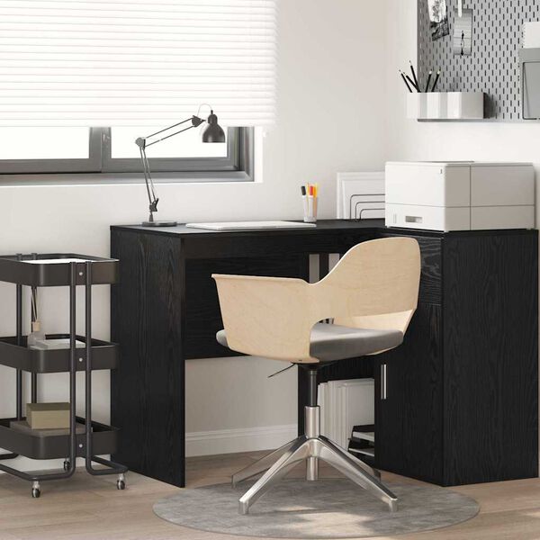 vidaXL Bureau met plank Zwart Eiken 102 x 50 x 75 cm Bewerkt hout