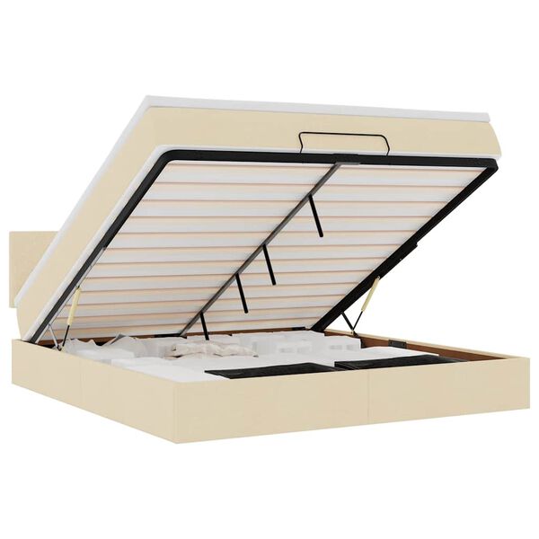 vidaXL Ottoman bed met matras en LED's 160x200cm stof cr&egrave;mekleurig