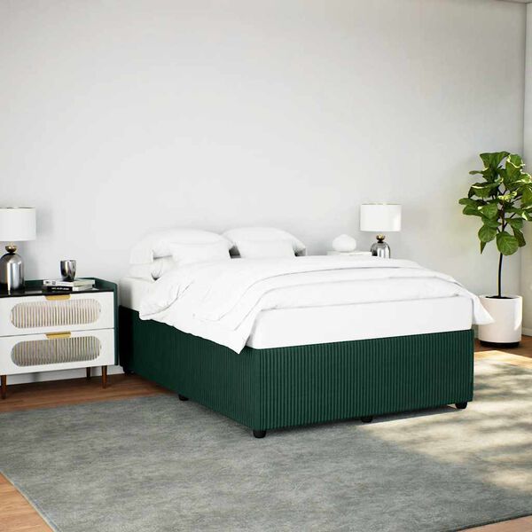 vidaXL Bedframe zonder matras 140x190 cm fluweel donkergroen