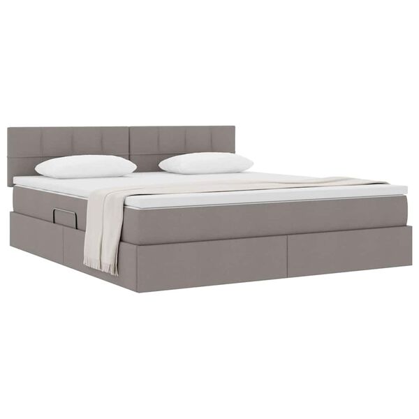 vidaXL Opbergbed met matras met matras Taupe 160 x 200 cm Bewerkt hout