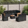 vidaXL 9-delige Loungeset met kussens poly rattan zwart