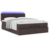 vidaXL Bed poef met matras en LED's 140x190 cm stof donkerbruin