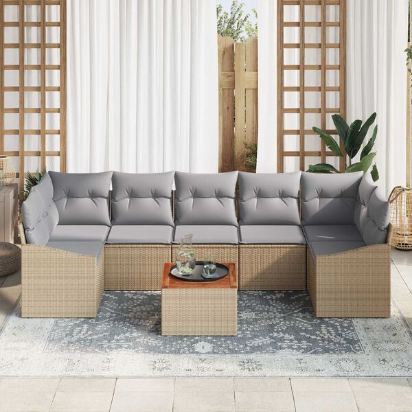 vidaXL Tuin Sofa Set 8 pcs beige en lichtgrijs