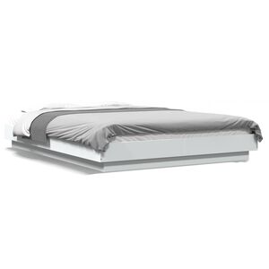 vidaXL Bedframe met LED-verlichting bewerkt hout wit 120x190 cm