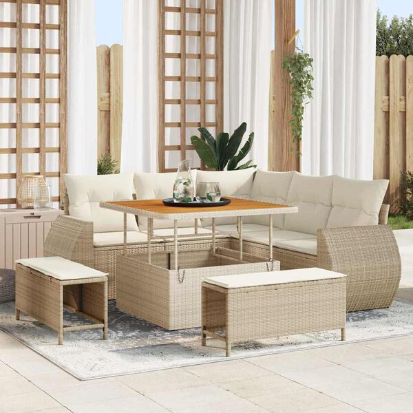 vidaXL Tuin Sofa Set met kussen 8 pcs Beige en Cr&egrave;me poly rattan
