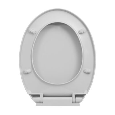 vidaXL Toiletbril soft-close en quick-release ovaal lichtgrijs