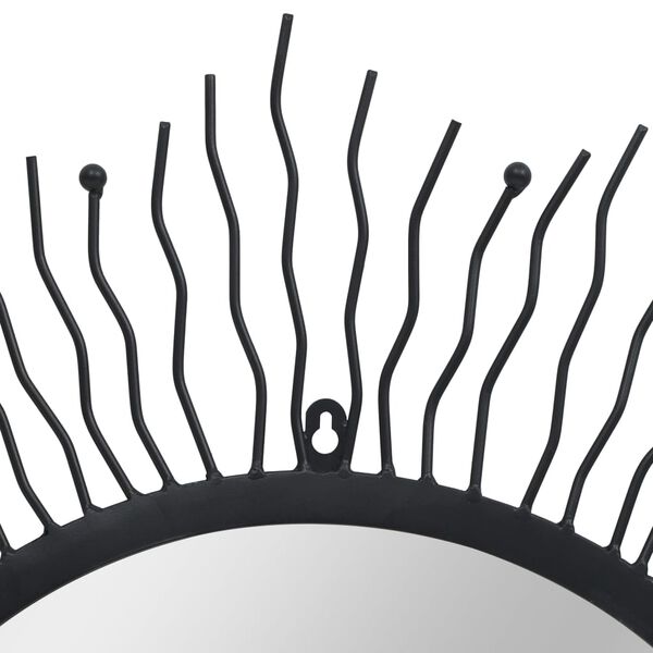 vidaXL Wandspiegel sunburst 80 cm zwart