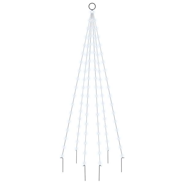 vidaXL Vlaggenmast kerstboom 108 LED's koudwit 180 cm