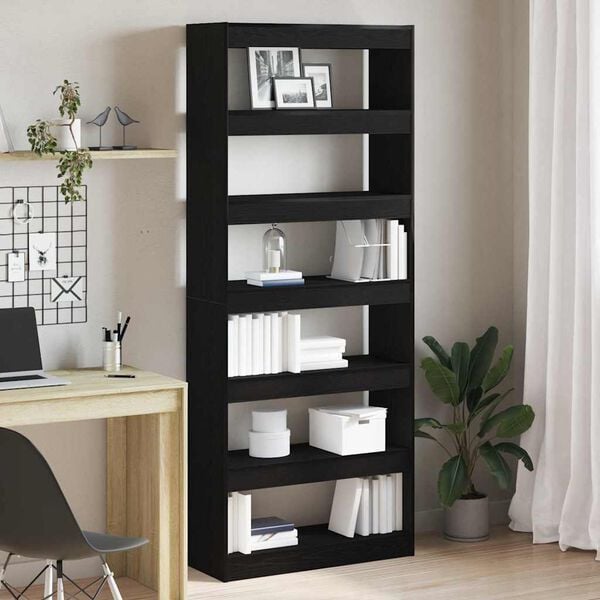 vidaXL Boekenkast met plank Zwart Eiken 80 x 30 x 198 cm Bewerkt hout