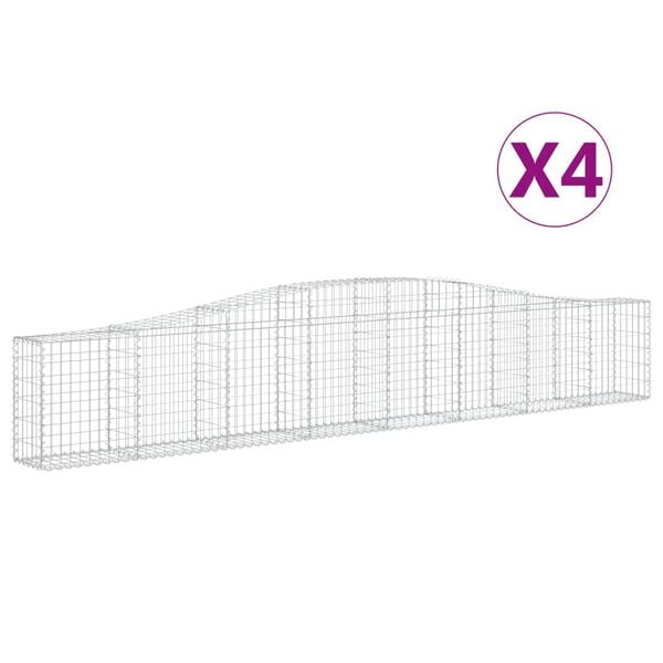 vidaXL Schanskorven 4 st gewelfd 400x30x60/80 cm ijzer