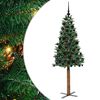 vidaXL Slanke Kerstboom Groen 180 cm PVC en massief dennenhout