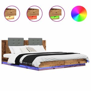 vidaXL Bedframe met Hoofdeinde Oud Hout 200 x 200 cm Bewerkt hout